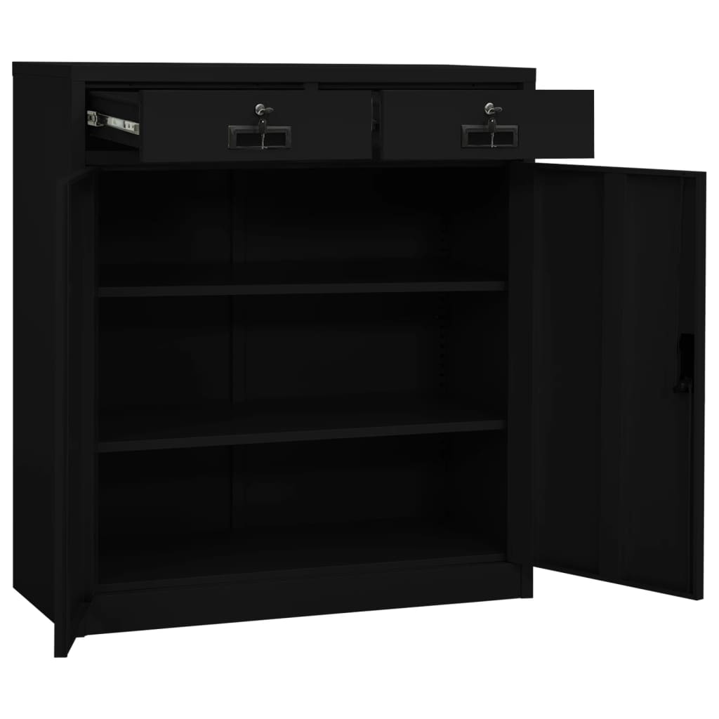 Toimistokaappi musta 90x40x102 cm teräs - Sisustajankoti.fi