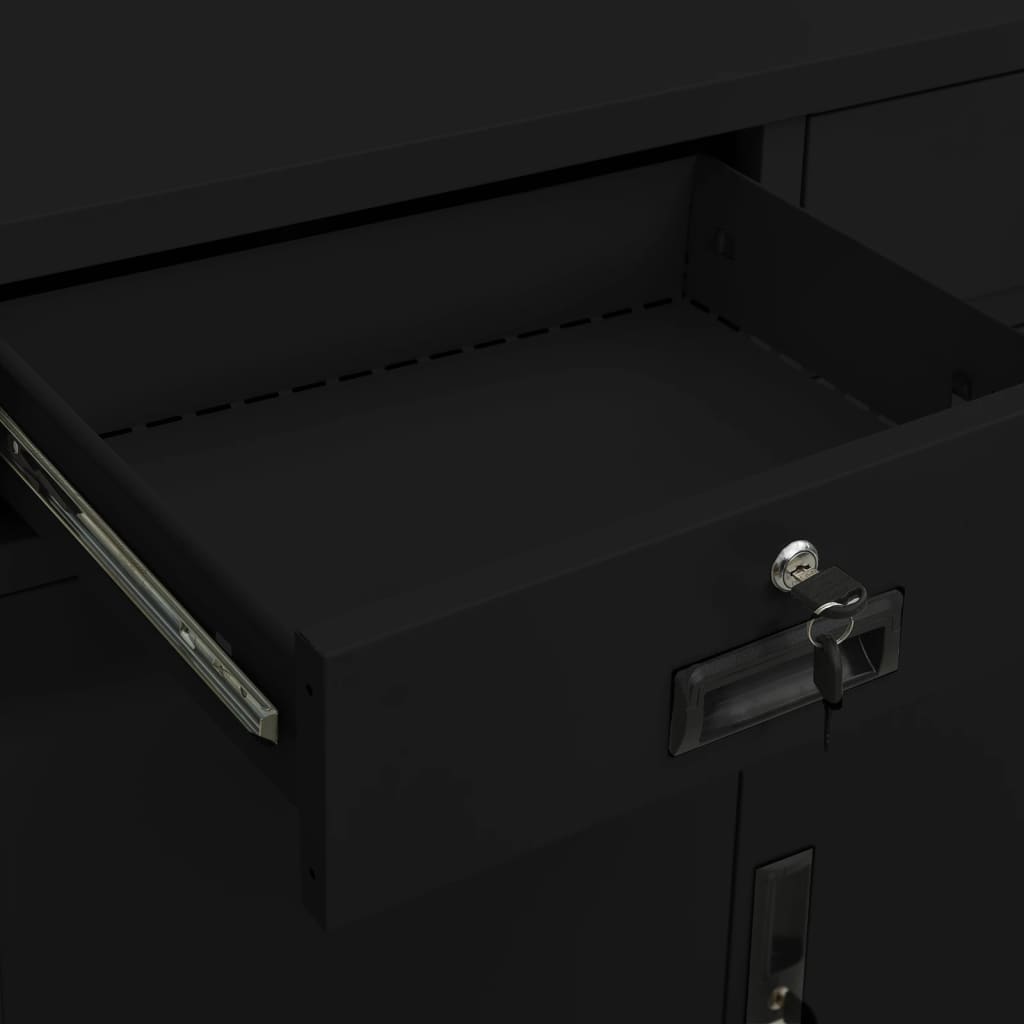 Toimistokaappi musta 90x40x102 cm teräs - Sisustajankoti.fi