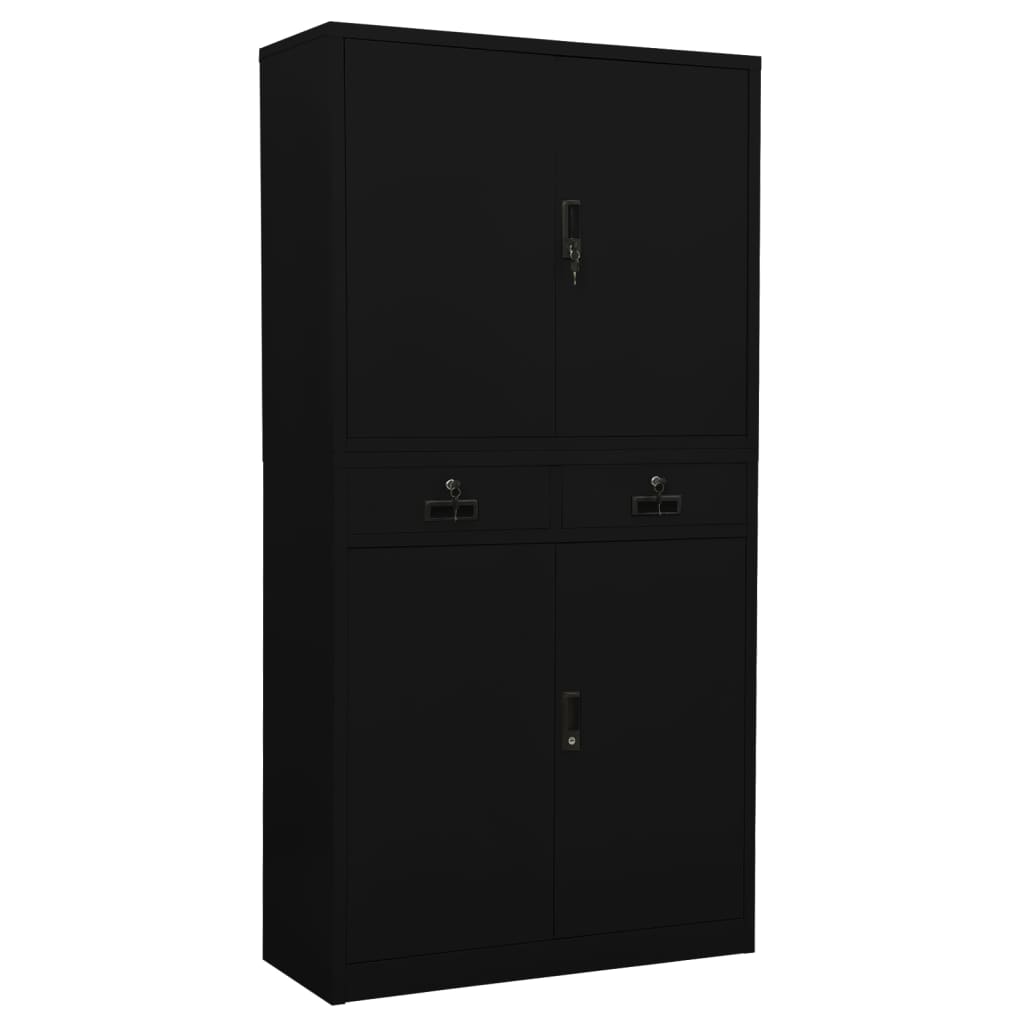 Toimistokaappi musta 90x40x180 cm teräs - Sisustajankoti.fi