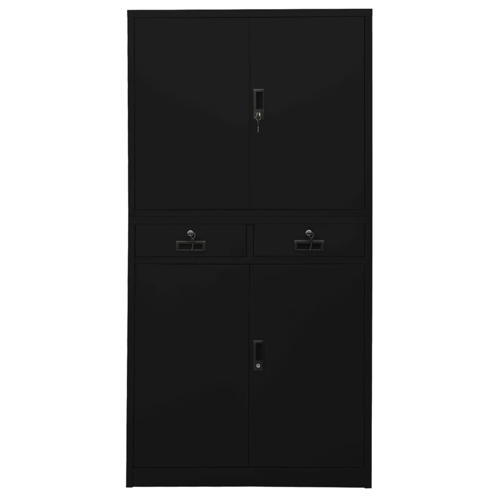 Toimistokaappi musta 90x40x180 cm teräs - Sisustajankoti.fi