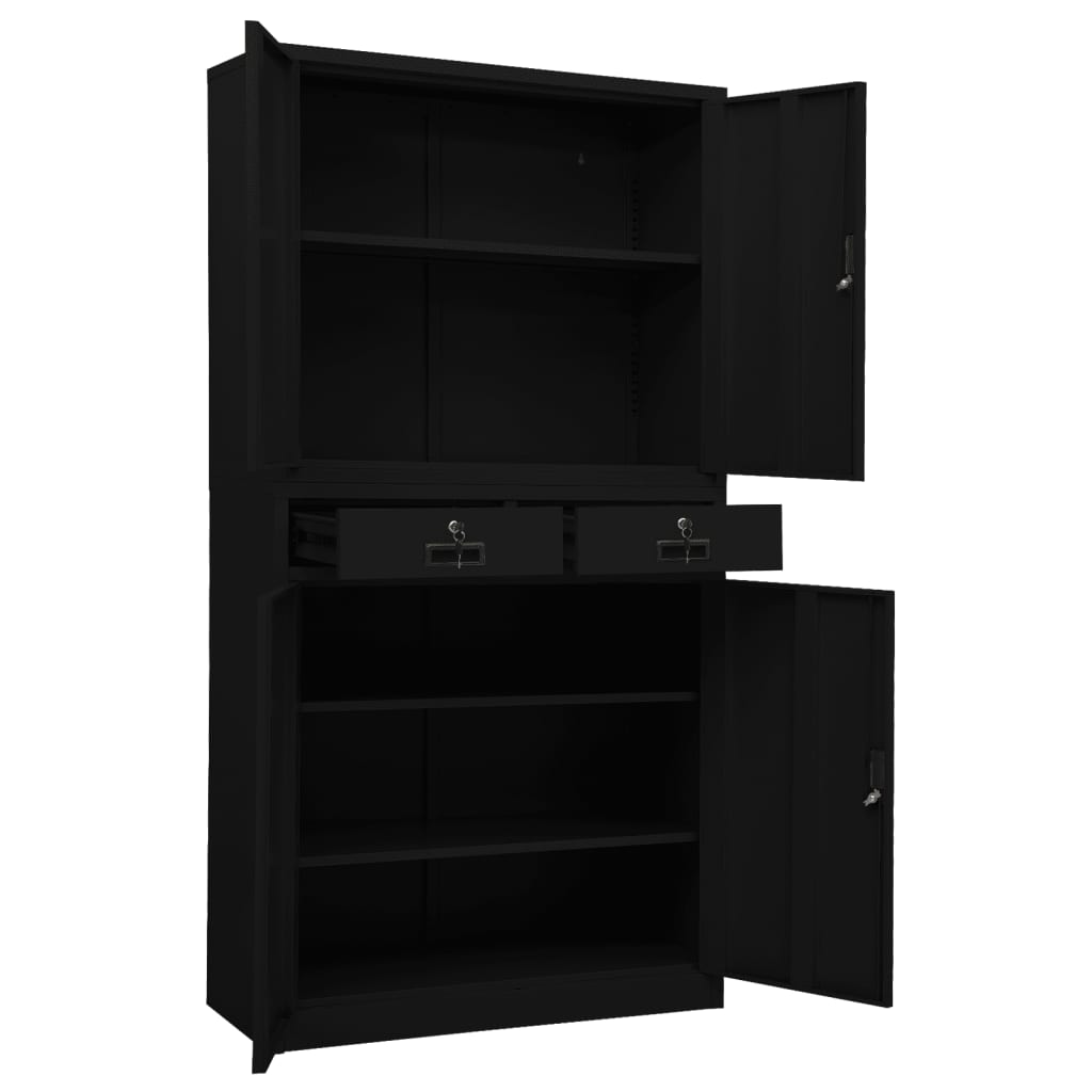 Toimistokaappi musta 90x40x180 cm teräs - Sisustajankoti.fi