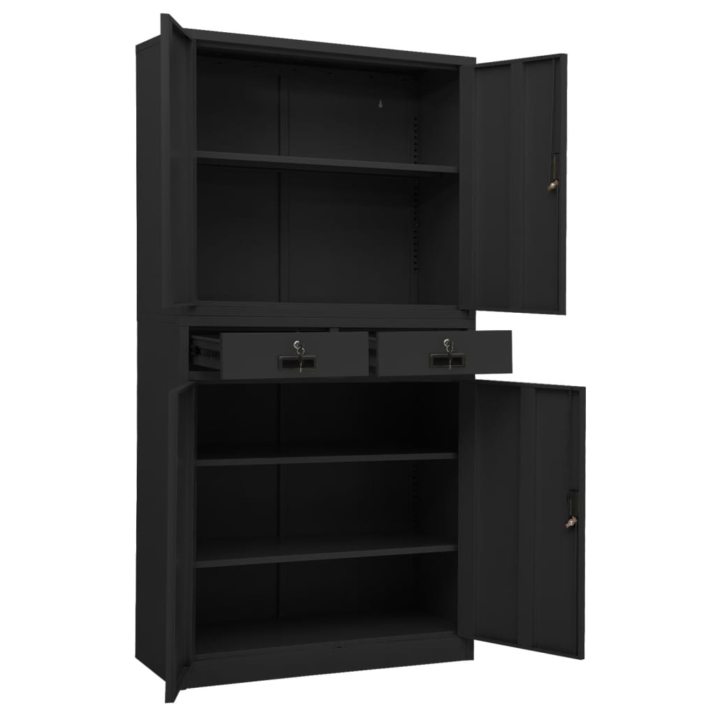 Toimistokaappi antrasiitti 90x40x180 cm teräs - Sisustajankoti.fi