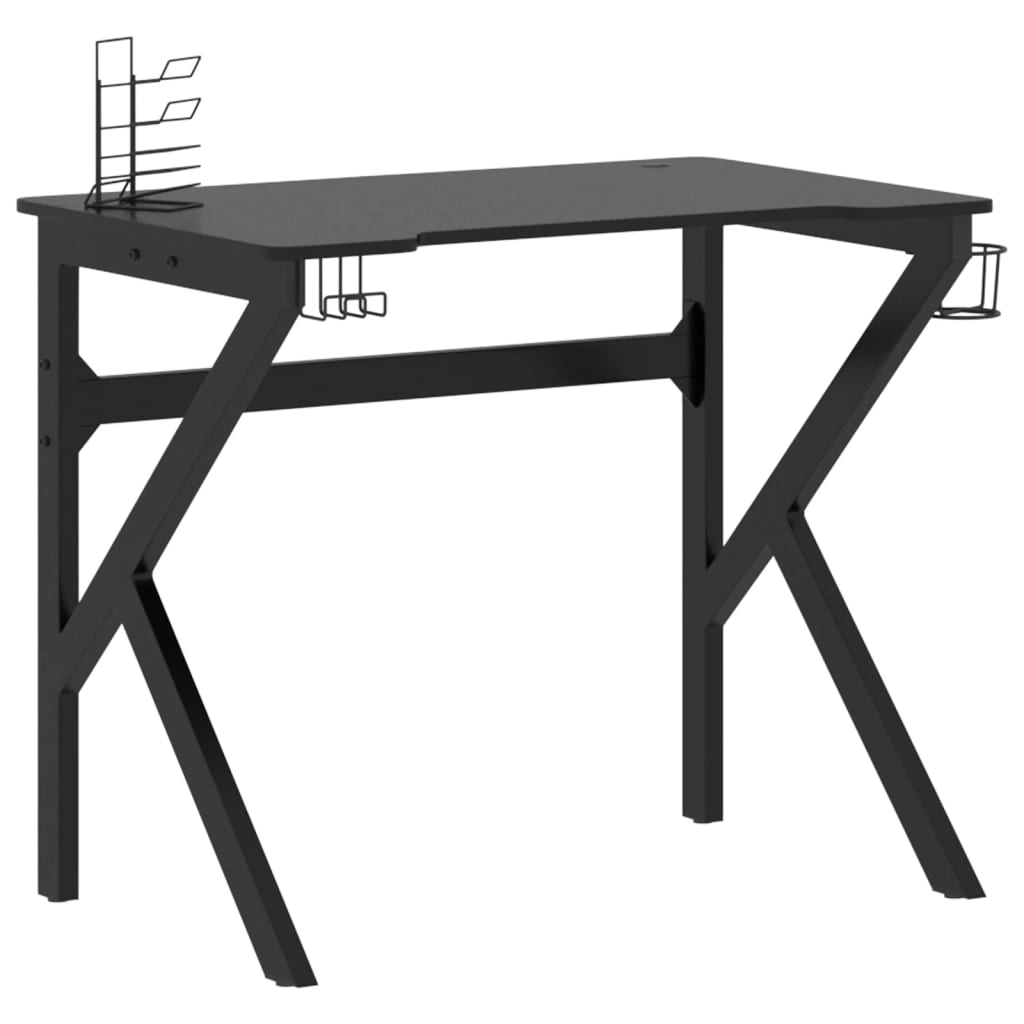 Pelipöytä K-muotoisilla jaloilla musta 90x60x75 cm - Sisustajankoti.fi