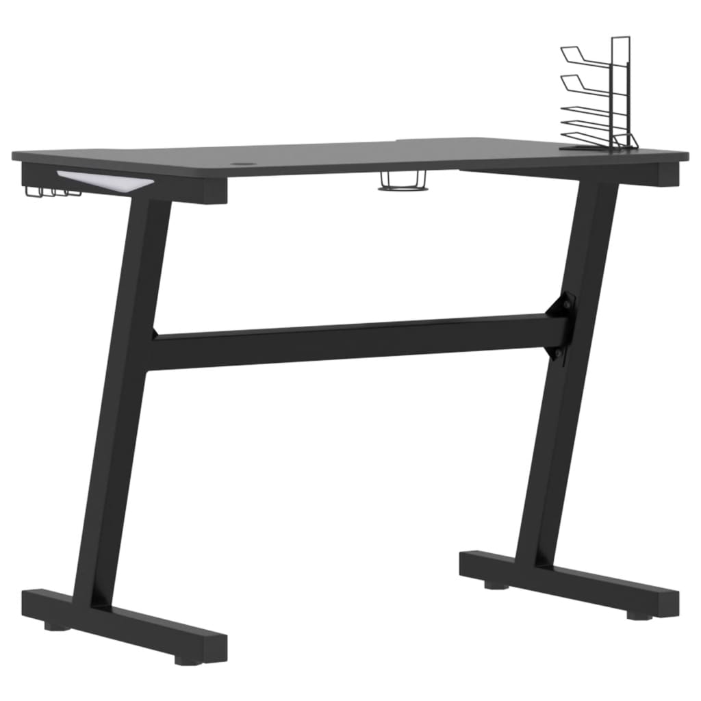 Pelipöytä LED-valot ja Z-muotoisilla jaloilla musta 90x60x75 cm - Sisustajankoti.fi