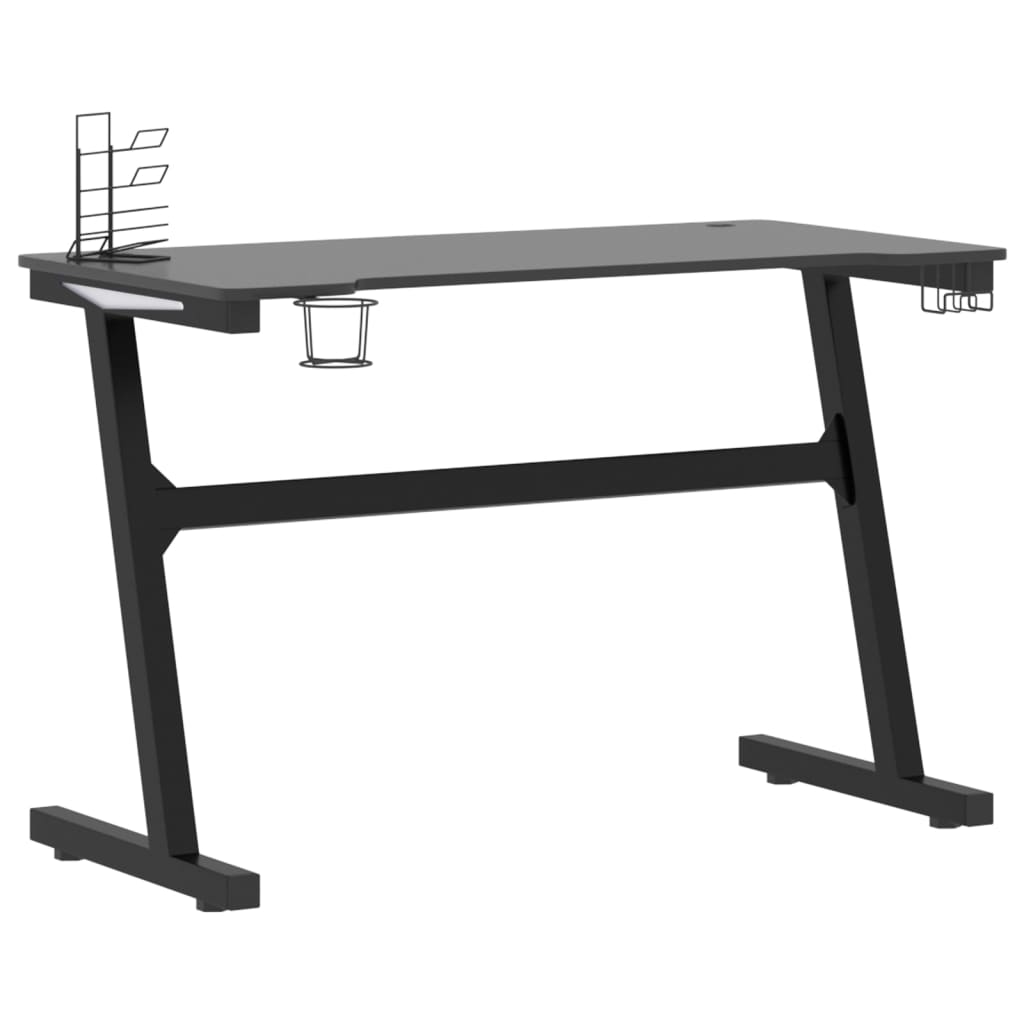 Pelipöytä LED-valot ja Z-muoto musta 110x60x75 cm - Sisustajankoti.fi