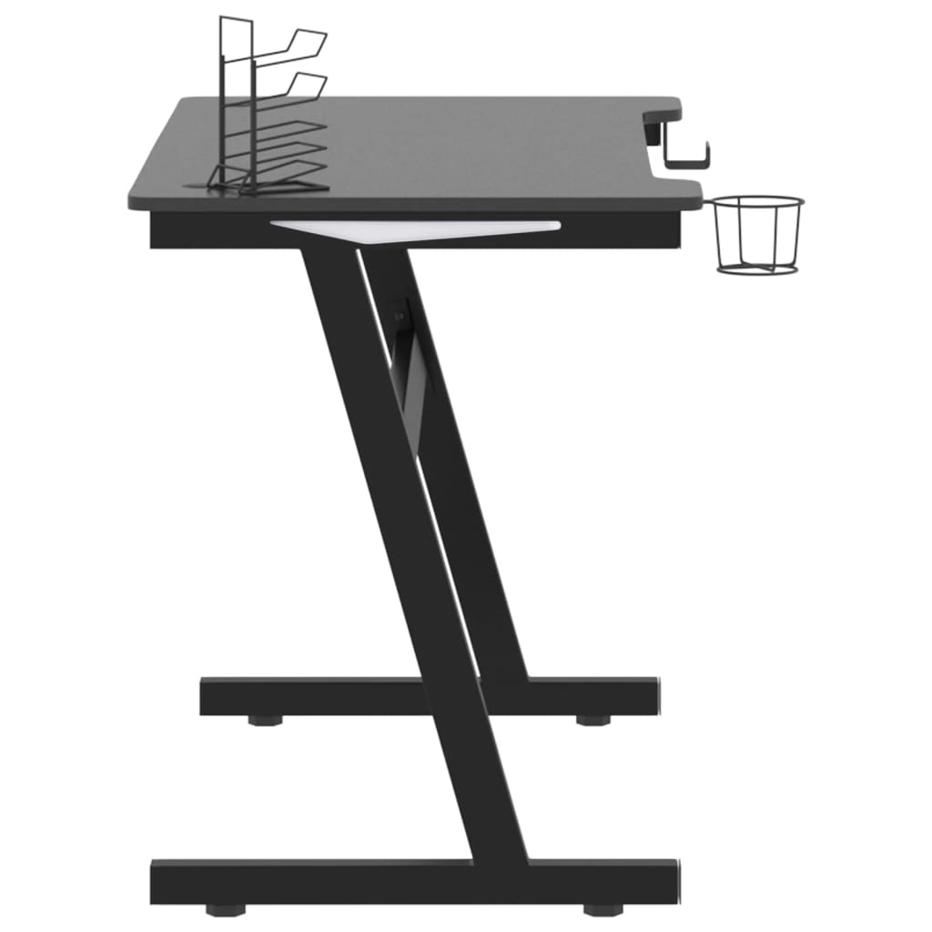 Pelipöytä LED-valot ja Z-muoto musta 110x60x75 cm - Sisustajankoti.fi