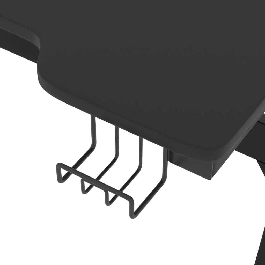 Pelipöytä LED-valot ja Z-muoto musta 110x60x75 cm - Sisustajankoti.fi