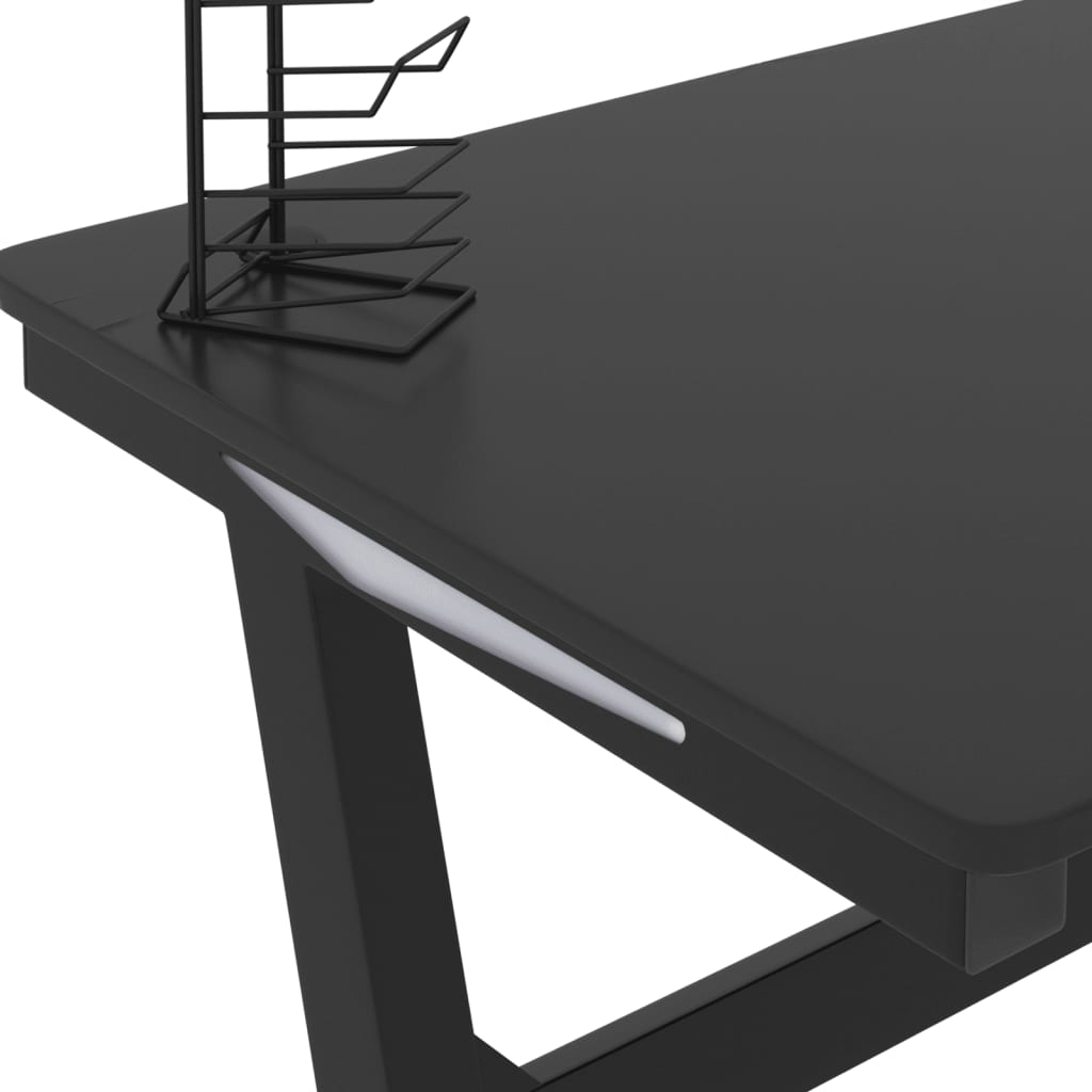 Pelipöytä LED-valot ja Z-muoto musta 110x60x75 cm - Sisustajankoti.fi