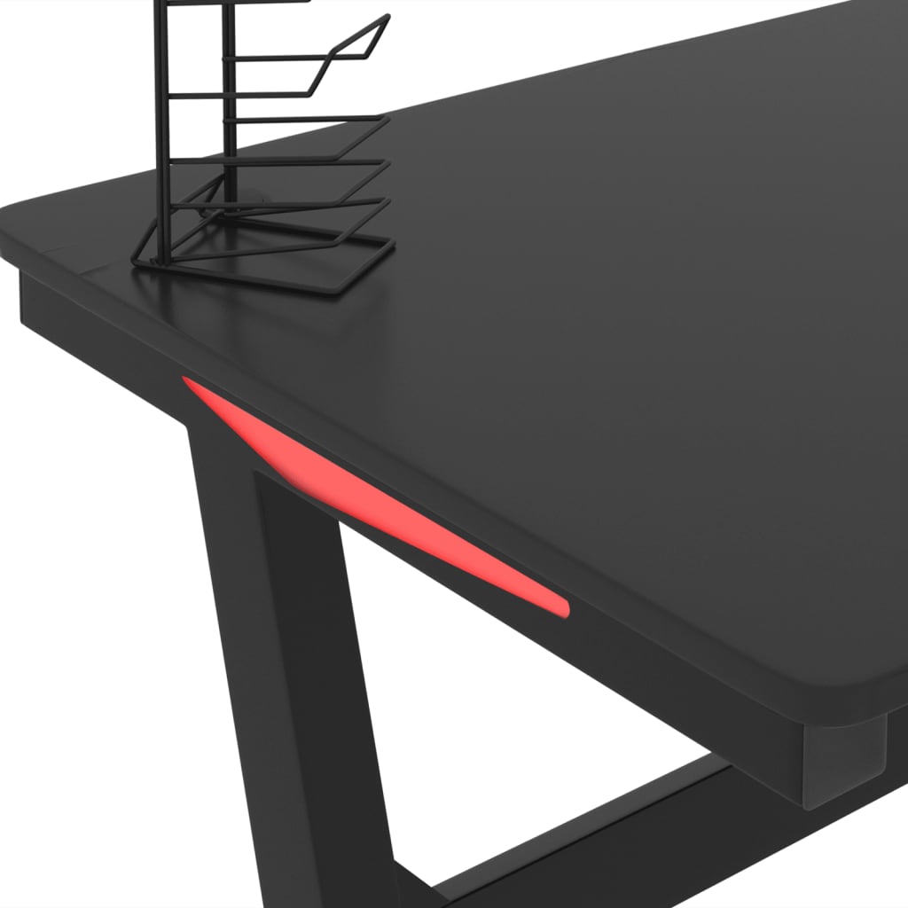 Pelipöytä LED-valot ja Z-muoto musta 110x60x75 cm - Sisustajankoti.fi