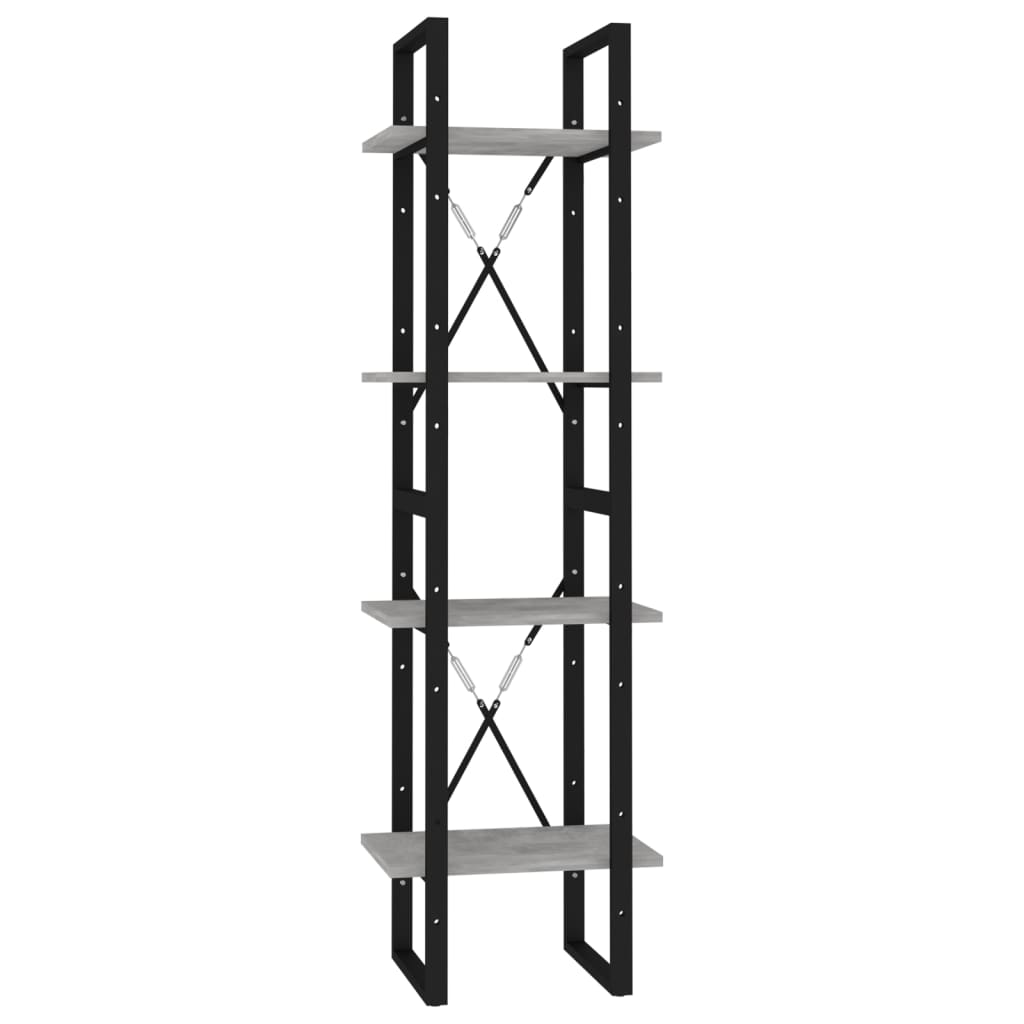 4-tasoinen kirjahylly betoninharmaa 40x30x140 cm lastulevy - Sisustajankoti.fi