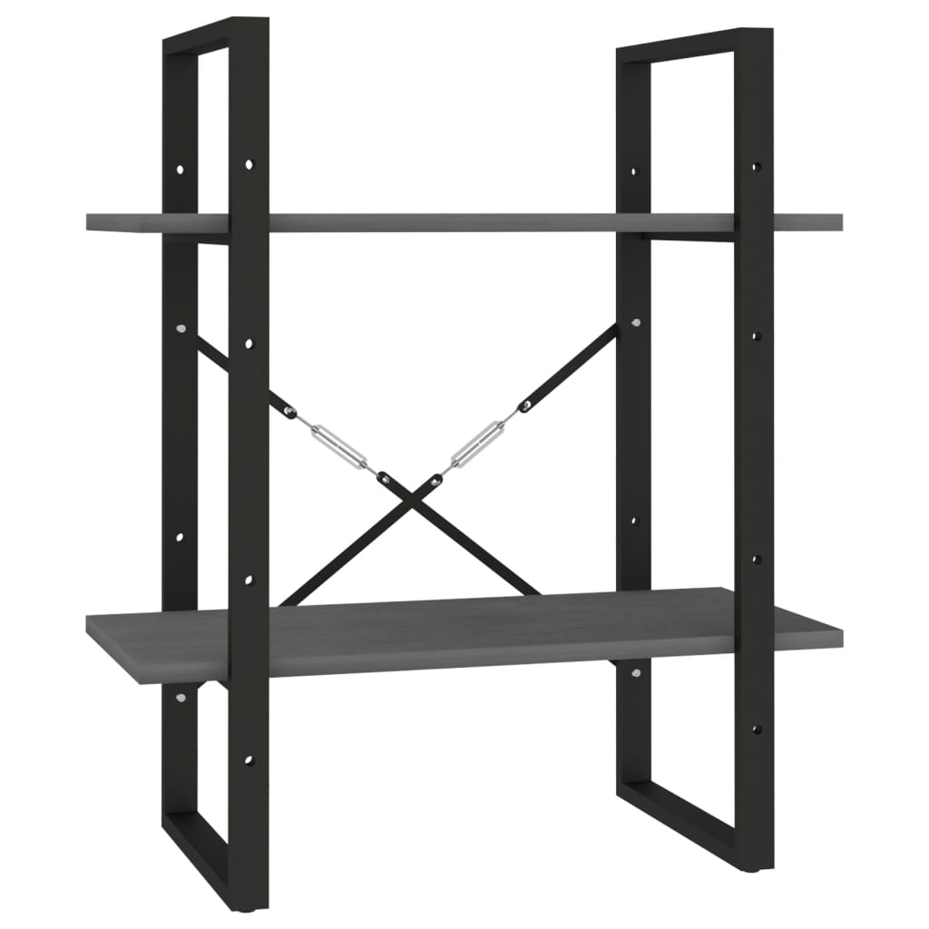 2-tasoinen kirjahylly harmaa 60x30x70 cm täysi mänty - Sisustajankoti.fi