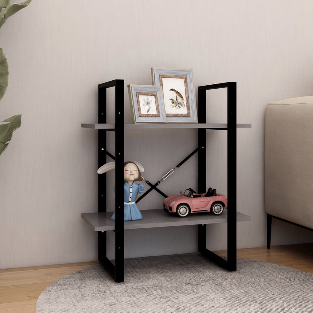 2-tasoinen kirjahylly harmaa 60x30x70 cm täysi mänty - Sisustajankoti.fi