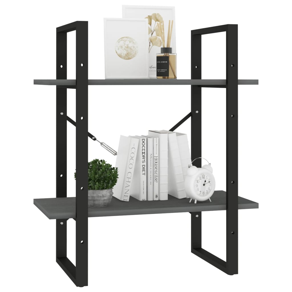 2-tasoinen kirjahylly harmaa 60x30x70 cm täysi mänty - Sisustajankoti.fi