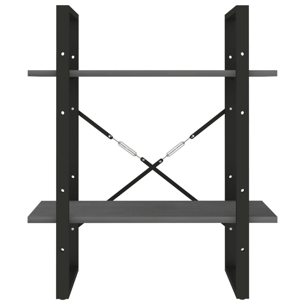 2-tasoinen kirjahylly harmaa 60x30x70 cm täysi mänty - Sisustajankoti.fi