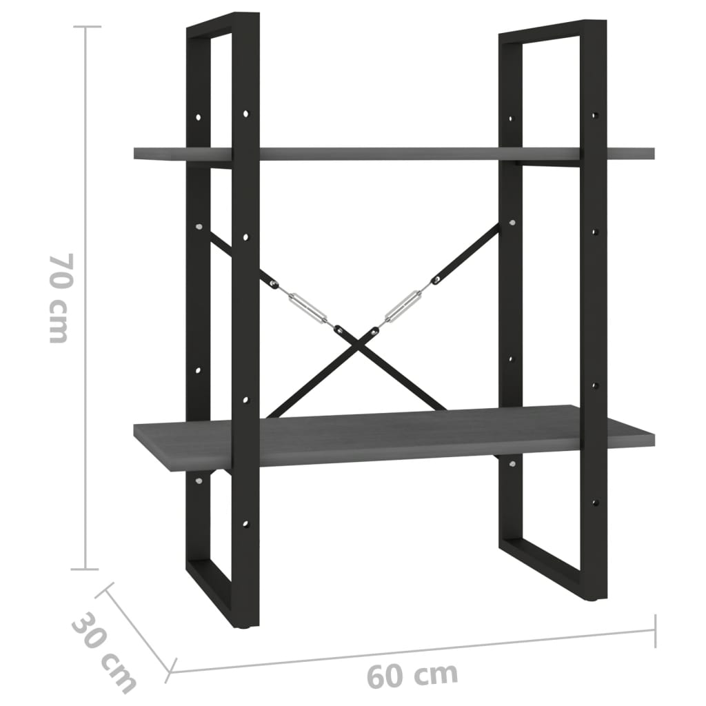 2-tasoinen kirjahylly harmaa 60x30x70 cm täysi mänty - Sisustajankoti.fi