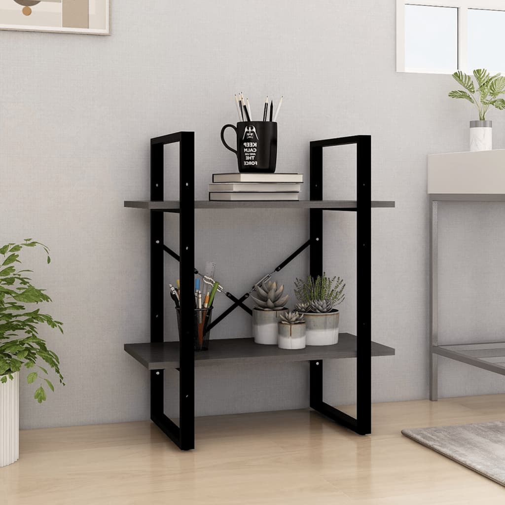 2-tasoinen kirjahylly harmaa 60x30x70 cm täysi mänty - Sisustajankoti.fi