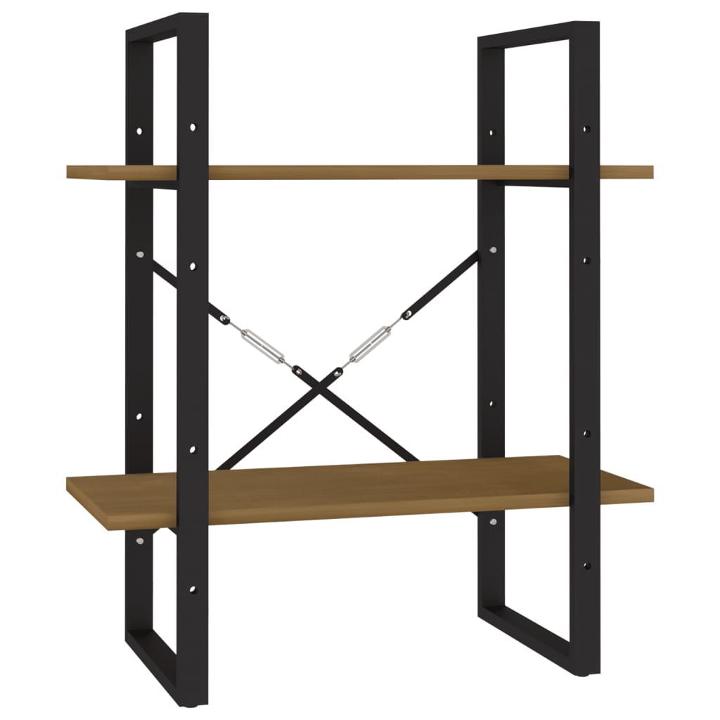 2-tasoinen kirjahylly hunajanruskea 60x30x70 cm täysi mänty - Sisustajankoti.fi