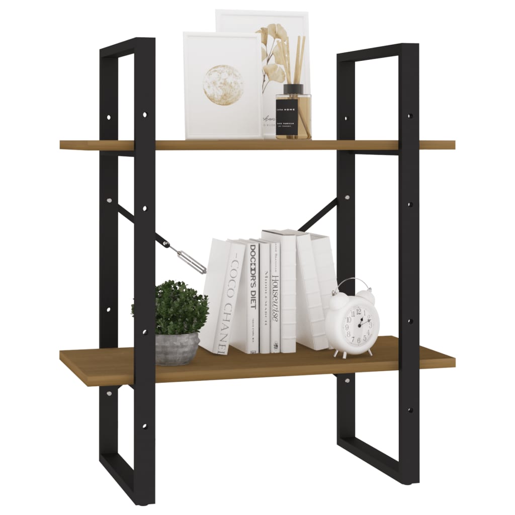2-tasoinen kirjahylly hunajanruskea 60x30x70 cm täysi mänty - Sisustajankoti.fi