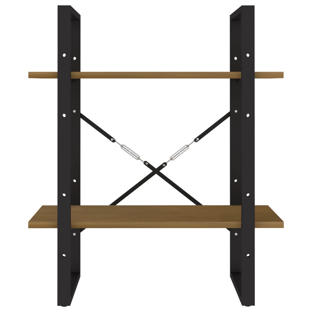 2-tasoinen kirjahylly hunajanruskea 60x30x70 cm täysi mänty - Sisustajankoti.fi