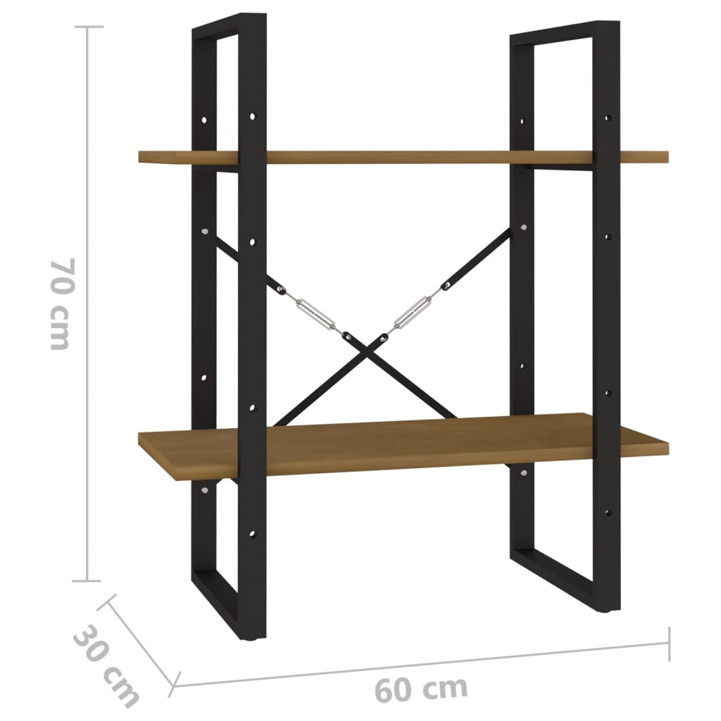 2-tasoinen kirjahylly hunajanruskea 60x30x70 cm täysi mänty - Sisustajankoti.fi