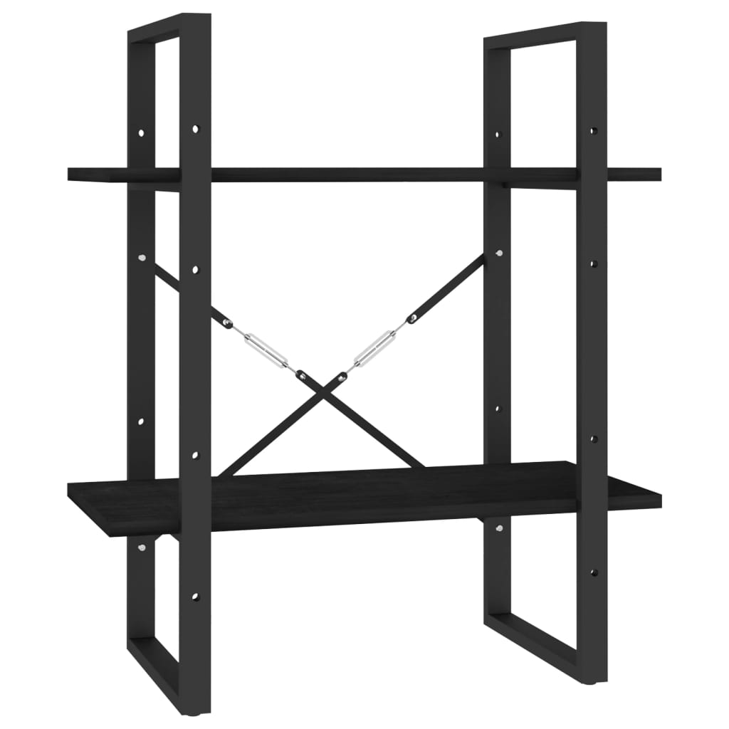 2-tasoinen kirjahylly musta 60x30x70 cm täysi mänty - Sisustajankoti.fi
