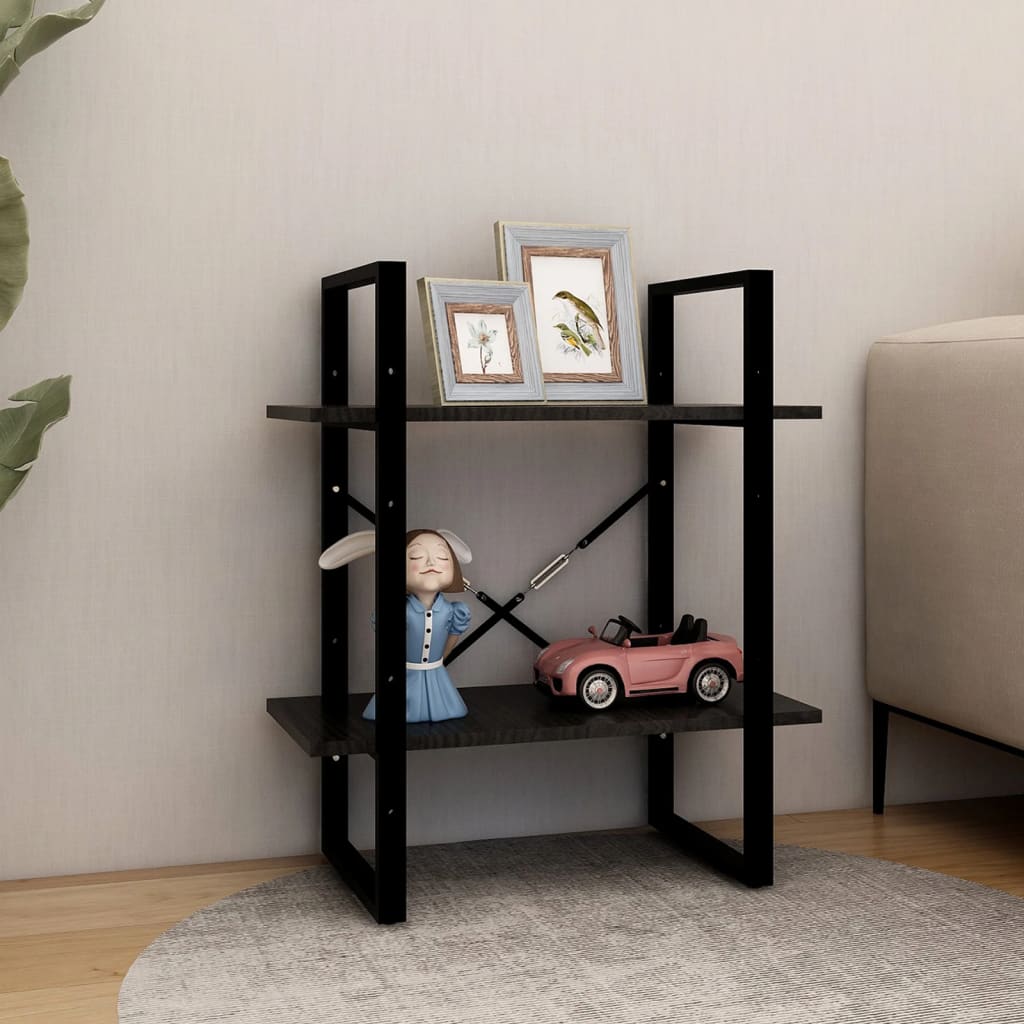 2-tasoinen kirjahylly musta 60x30x70 cm täysi mänty - Sisustajankoti.fi