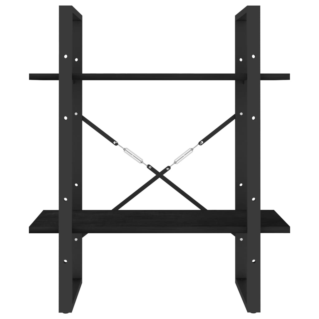 2-tasoinen kirjahylly musta 60x30x70 cm täysi mänty - Sisustajankoti.fi
