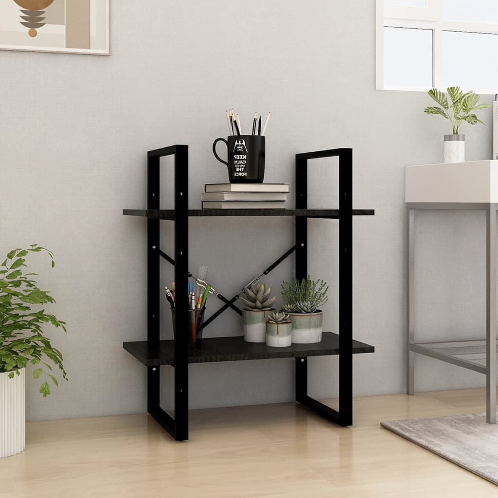 2-tasoinen kirjahylly musta 60x30x70 cm täysi mänty - Sisustajankoti.fi