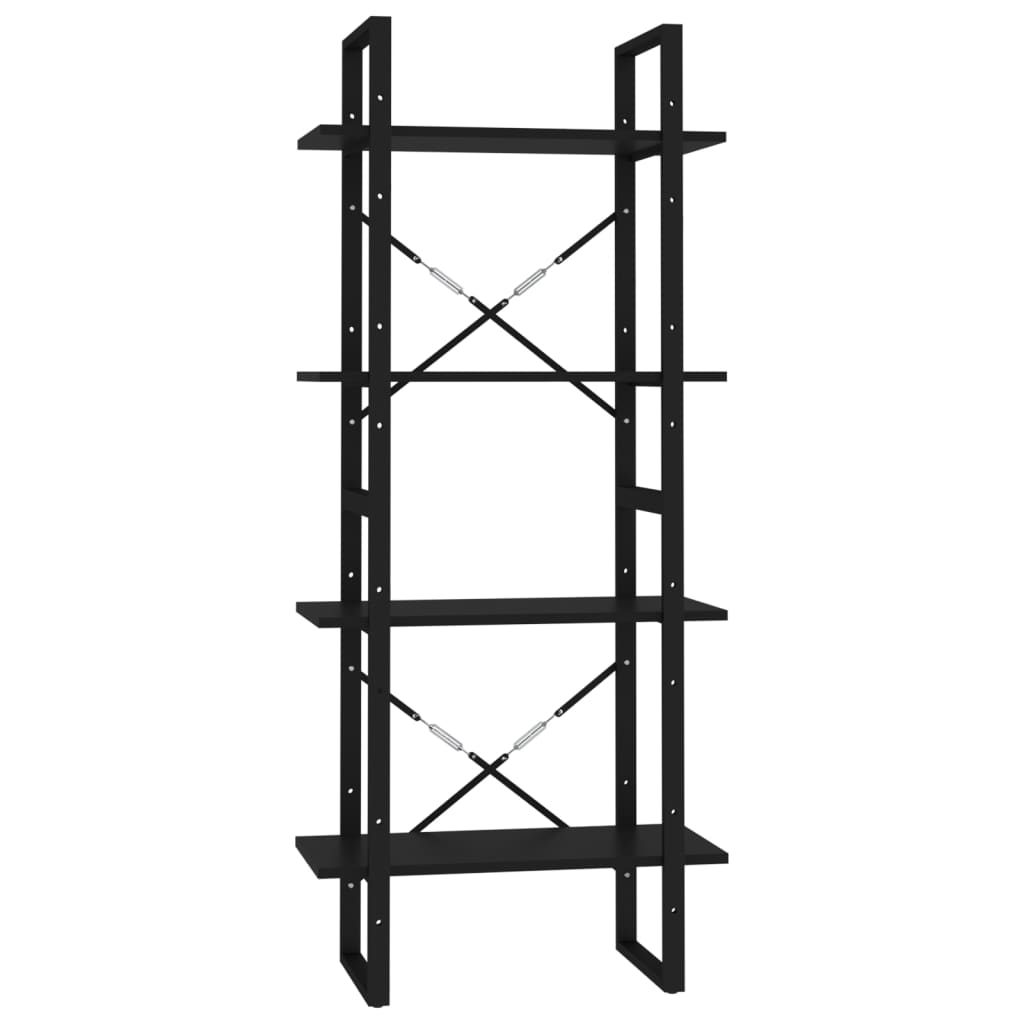 4-tasoinen kirjahylly musta 60x30x140 cm lastulevy - Sisustajankoti.fi
