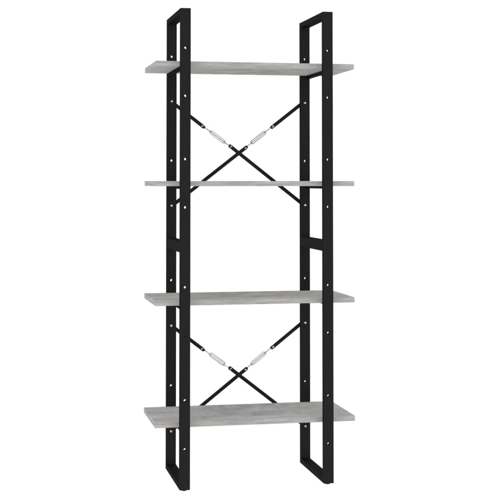 4-tasoinen kirjahylly betoninharmaa 60x30x140 cm lastulevy - Sisustajankoti.fi