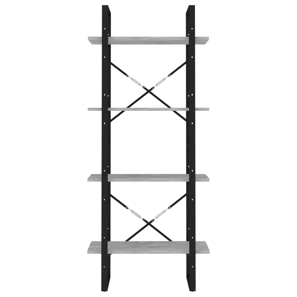 4-tasoinen kirjahylly betoninharmaa 60x30x140 cm lastulevy - Sisustajankoti.fi