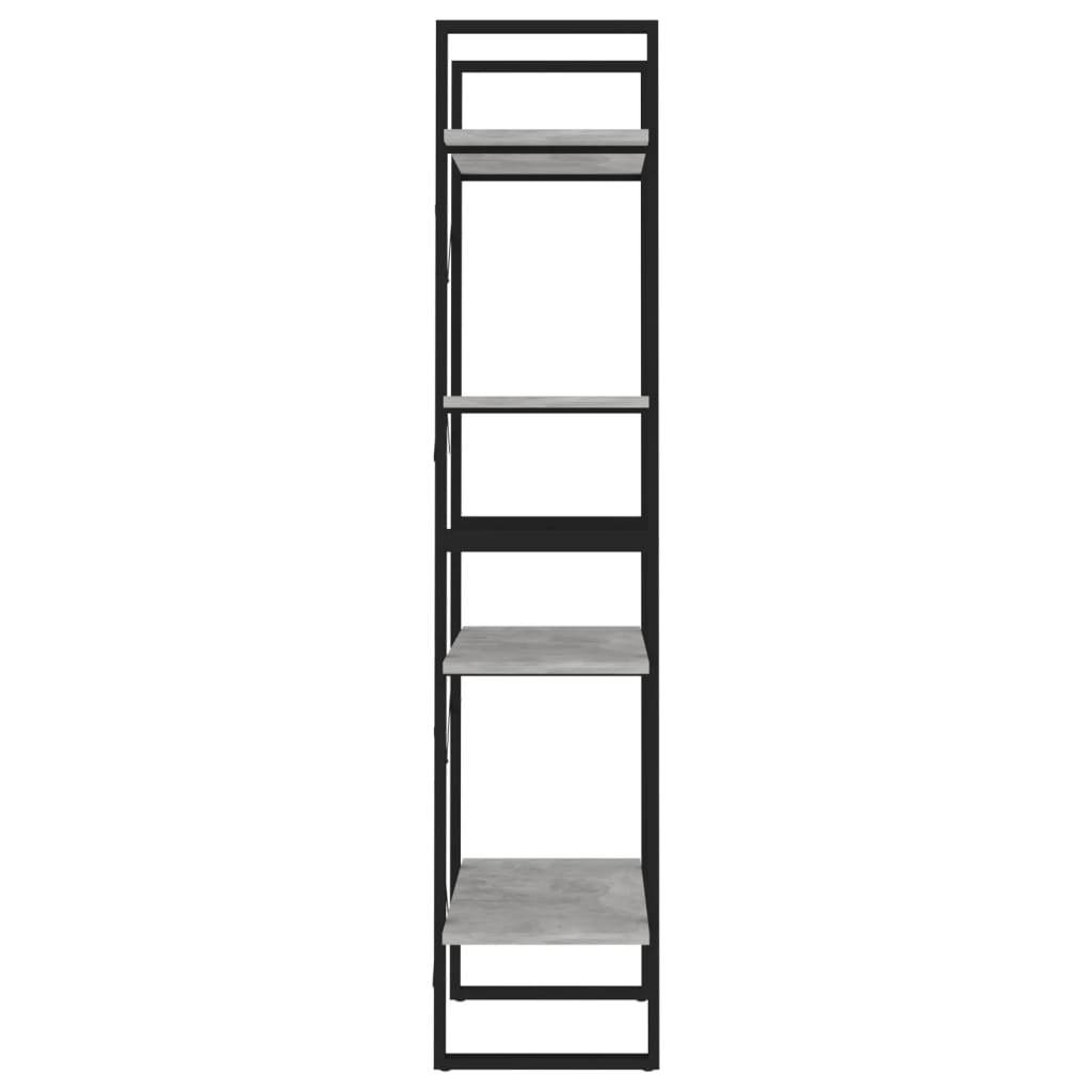 4-tasoinen kirjahylly betoninharmaa 60x30x140 cm lastulevy - Sisustajankoti.fi