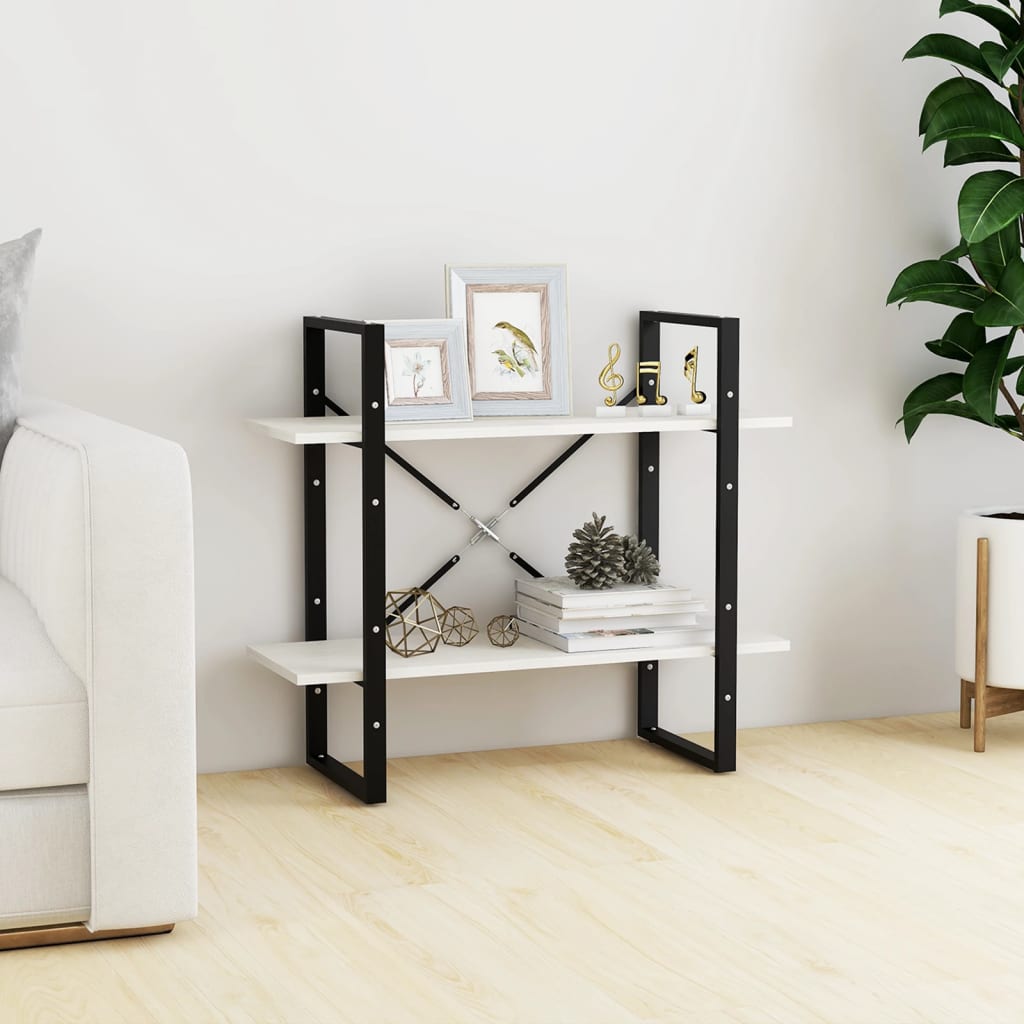 2-tasoinen kirjahylly valkoinen 80x30x70 cm täysi mänty - Sisustajankoti.fi