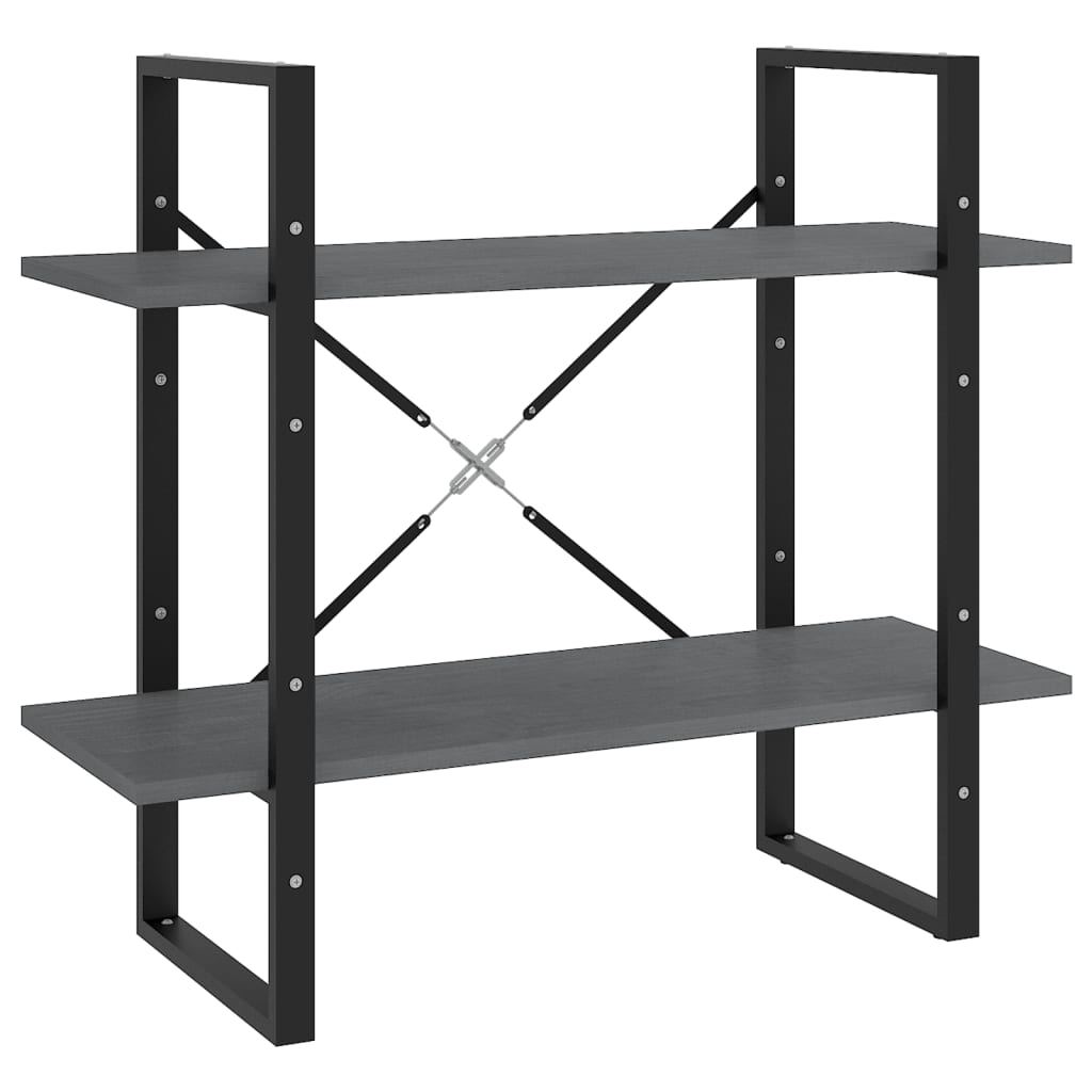 2-tasoinen kirjahylly harmaa 80x30x70 cm täysi mänty - Sisustajankoti.fi