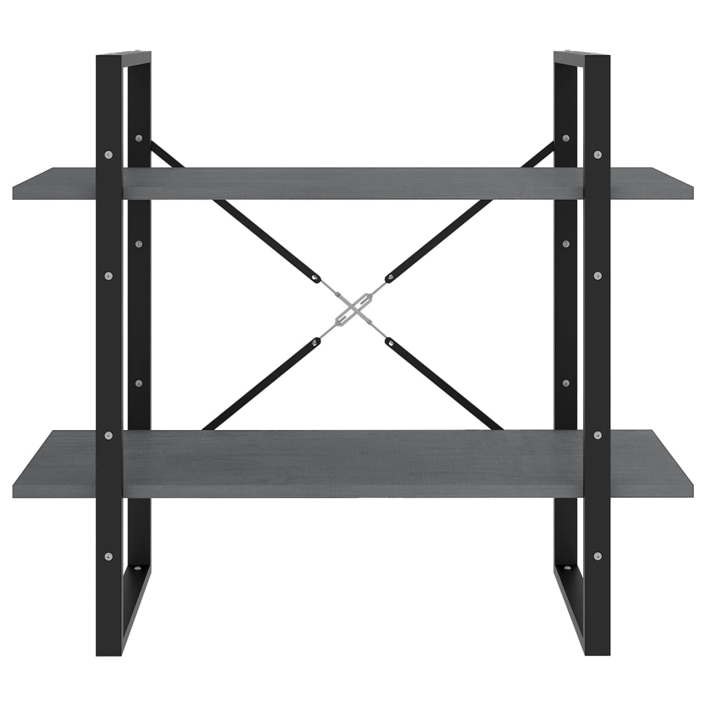 2-tasoinen kirjahylly harmaa 80x30x70 cm täysi mänty - Sisustajankoti.fi