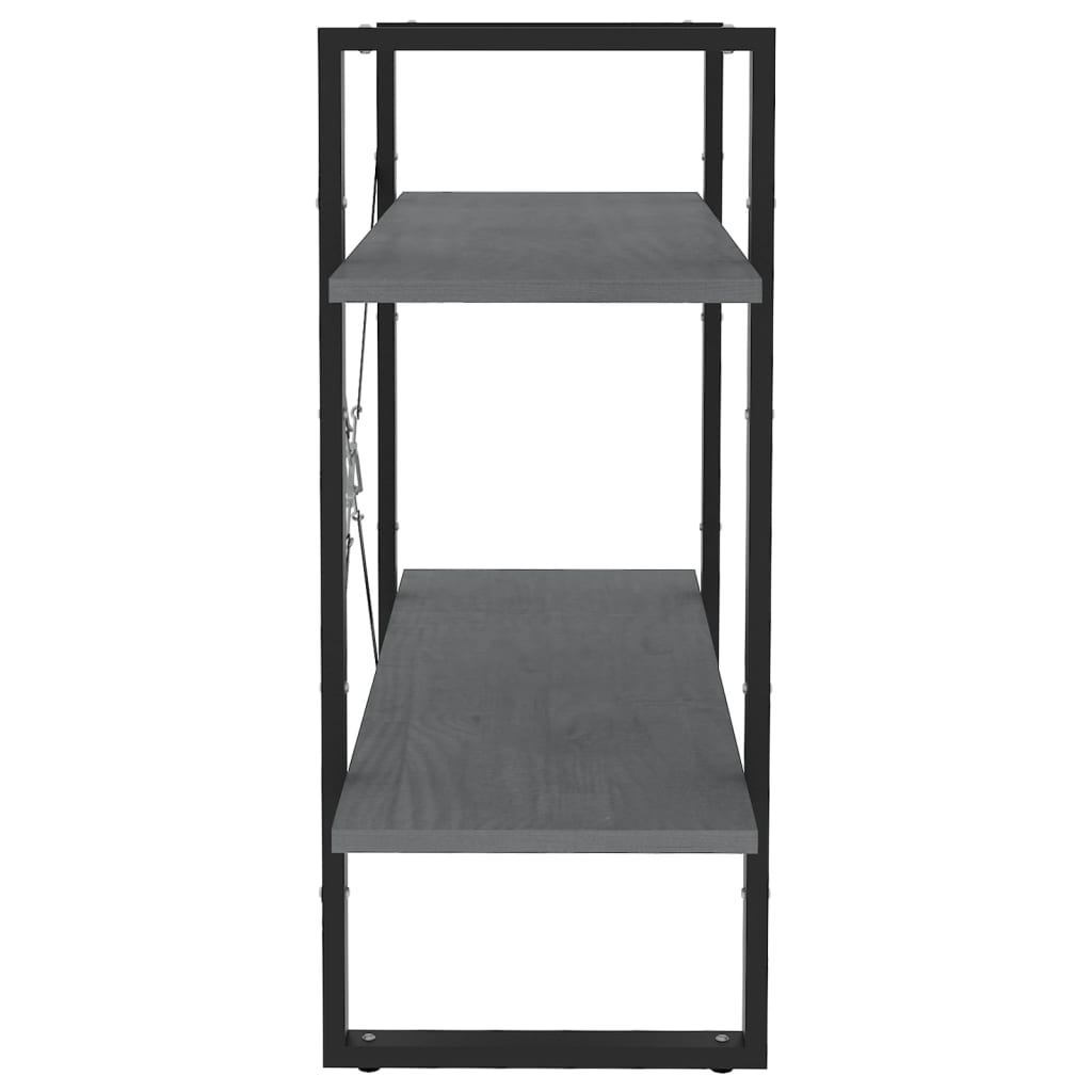 2-tasoinen kirjahylly harmaa 80x30x70 cm täysi mänty - Sisustajankoti.fi