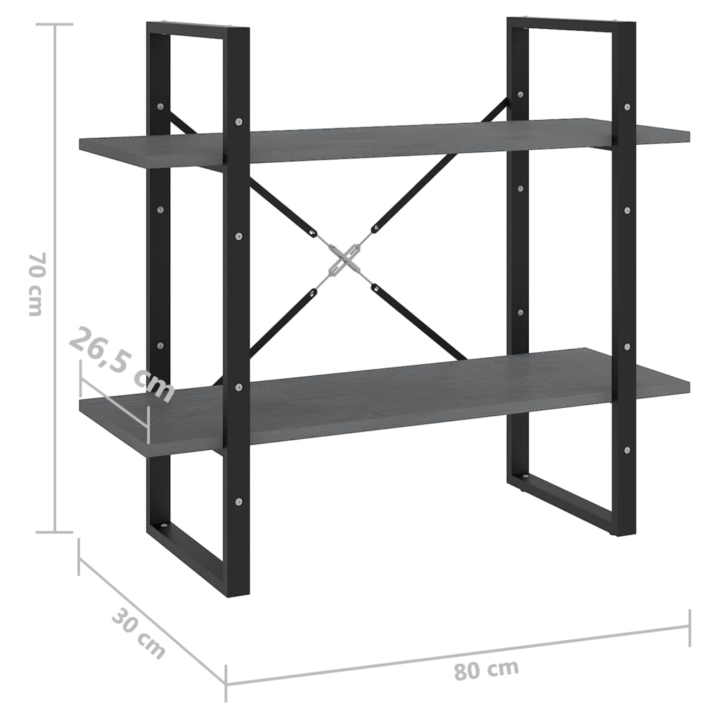 2-tasoinen kirjahylly harmaa 80x30x70 cm täysi mänty - Sisustajankoti.fi