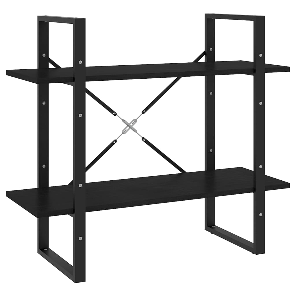 2-tasoinen kirjahylly musta 80x30x70 cm täysi mänty - Sisustajankoti.fi
