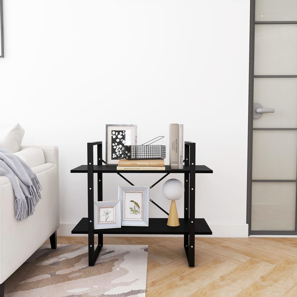 2-tasoinen kirjahylly musta 80x30x70 cm täysi mänty - Sisustajankoti.fi