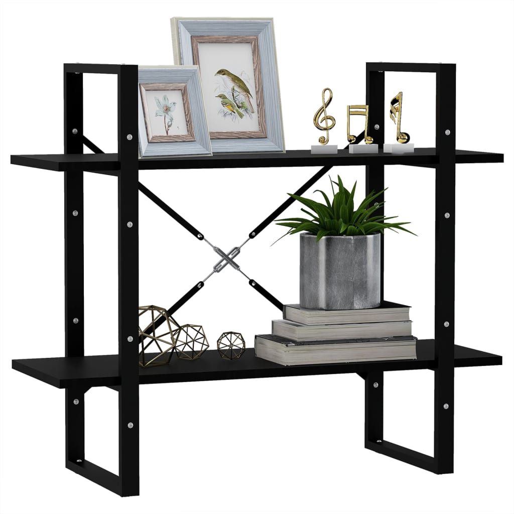 2-tasoinen kirjahylly musta 80x30x70 cm täysi mänty - Sisustajankoti.fi