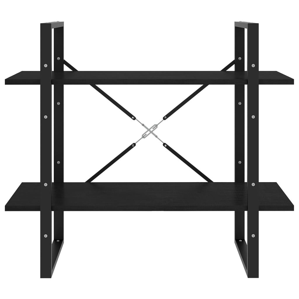 2-tasoinen kirjahylly musta 80x30x70 cm täysi mänty - Sisustajankoti.fi