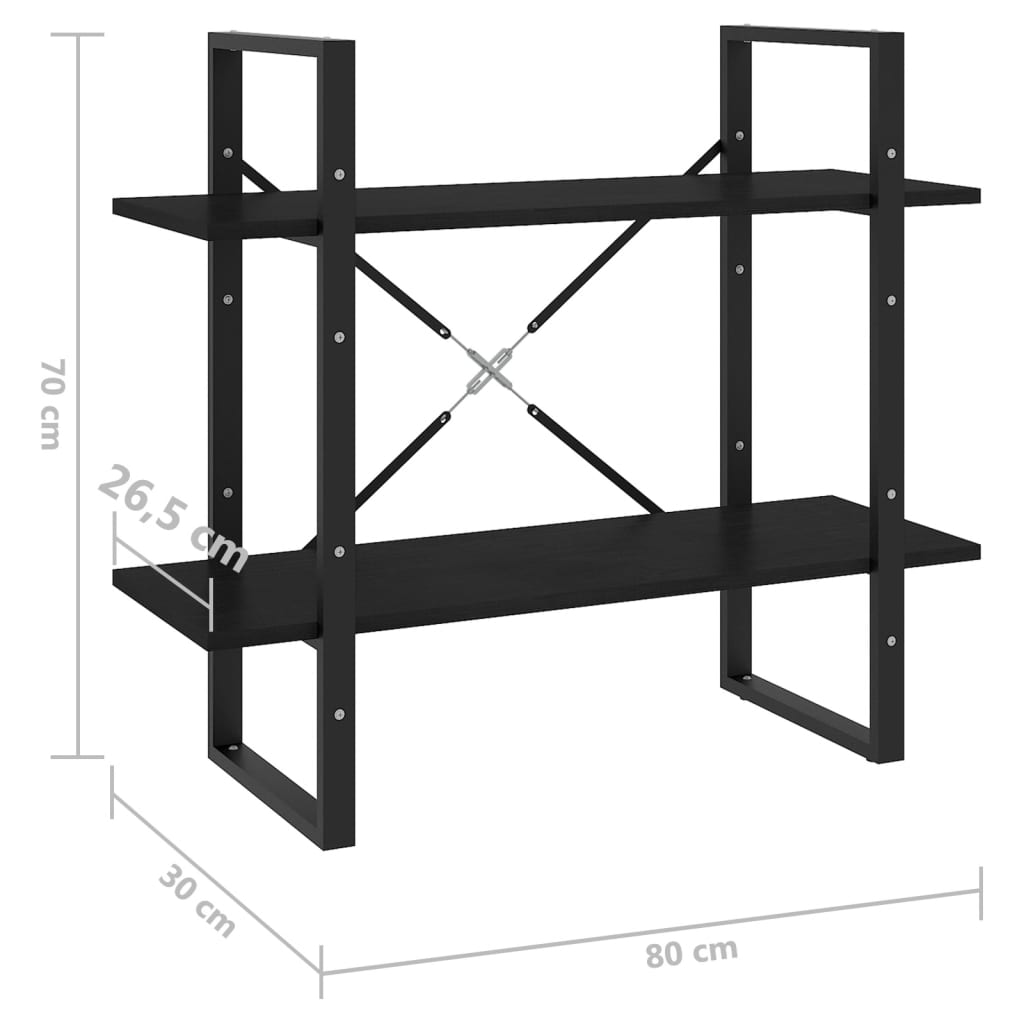 2-tasoinen kirjahylly musta 80x30x70 cm täysi mänty - Sisustajankoti.fi