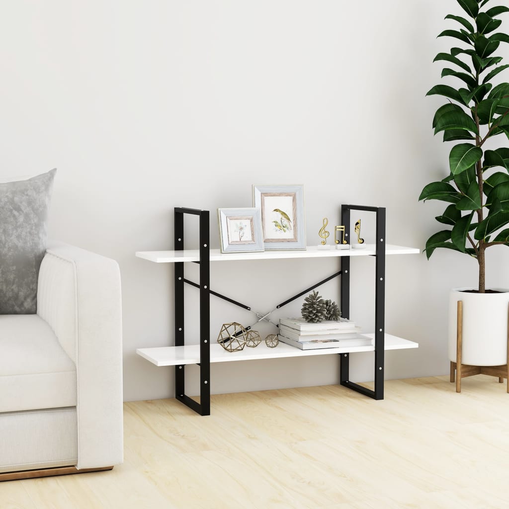 2-tasoinen kirjahylly valkoinen 100x30x70 cm lastulevy - Sisustajankoti.fi