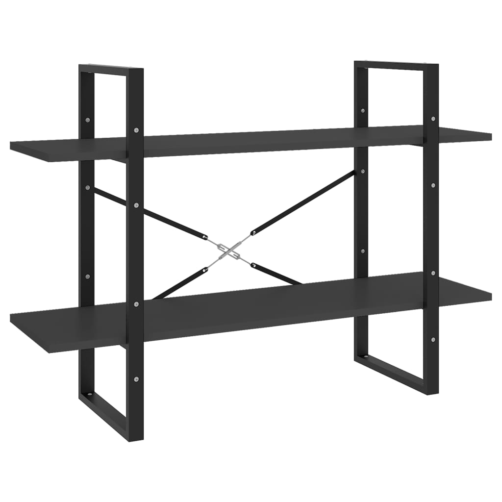 2-tasoinen kirjahylly harmaa 100x30x70 cm lastulevy - Sisustajankoti.fi