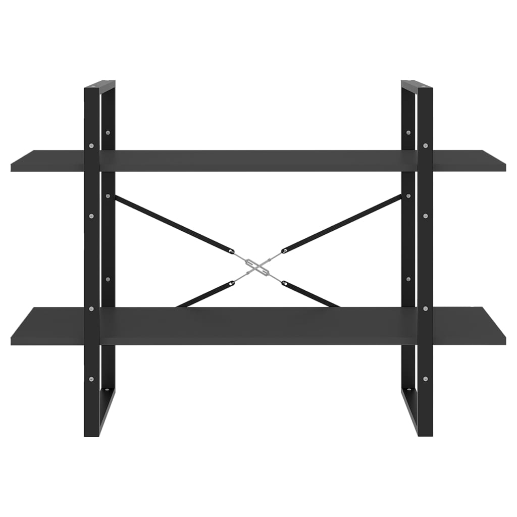 2-tasoinen kirjahylly harmaa 100x30x70 cm lastulevy - Sisustajankoti.fi