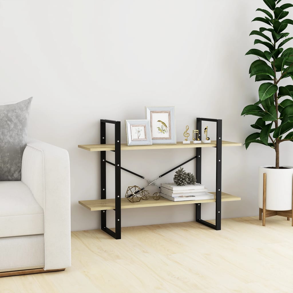 2-tasoinen kirjahylly Sonoma-tammi 100x30x70 cm lastulevy - Sisustajankoti.fi