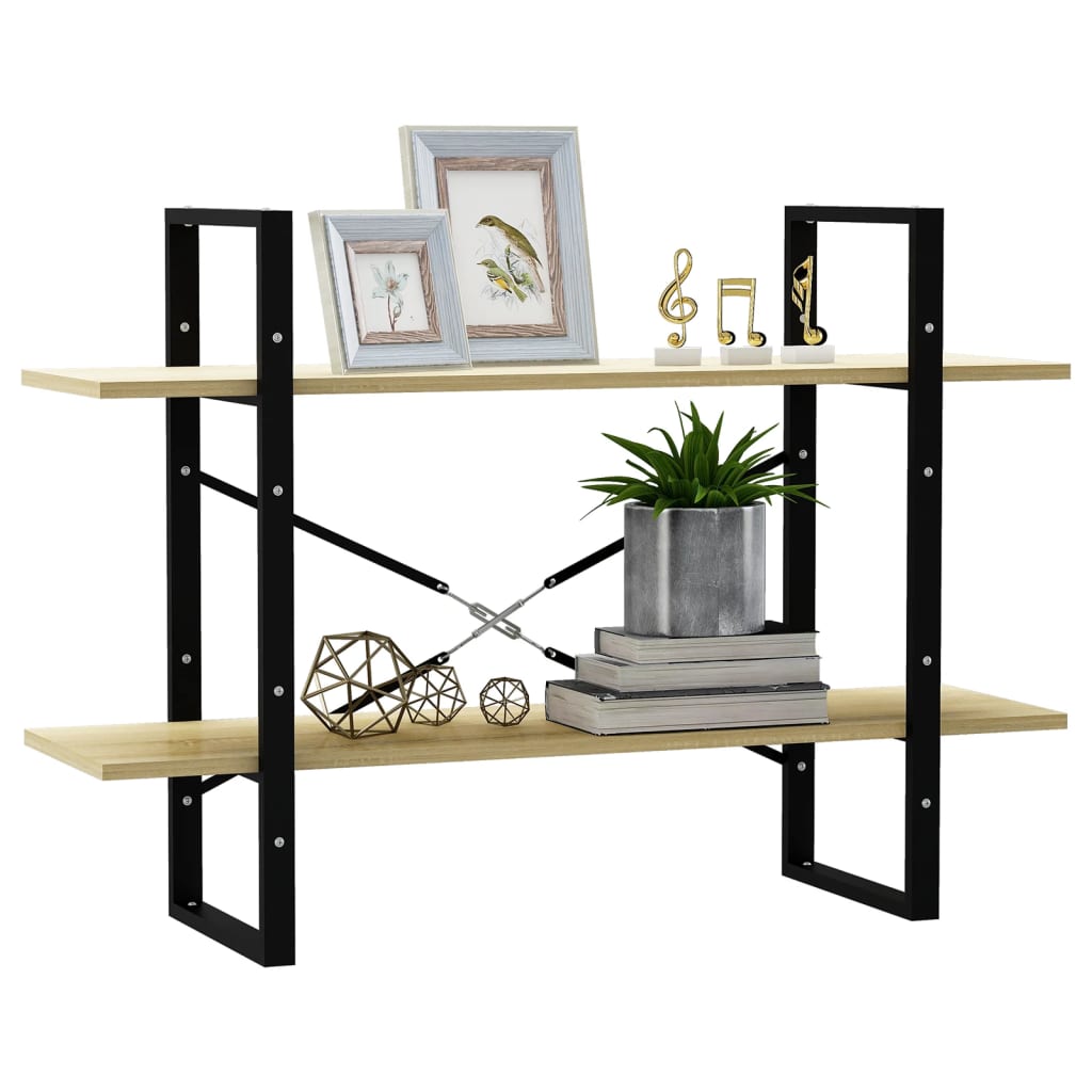 2-tasoinen kirjahylly Sonoma-tammi 100x30x70 cm lastulevy - Sisustajankoti.fi