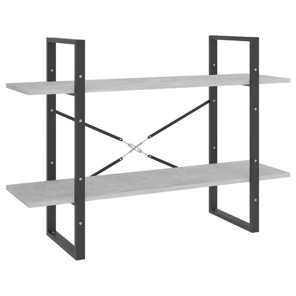 2-tasoinen kirjahylly betoninharmaa 100x30x70 cm lastulevy - Sisustajankoti.fi