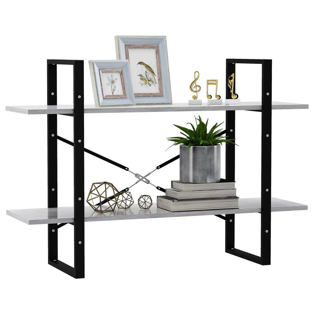 2-tasoinen kirjahylly betoninharmaa 100x30x70 cm lastulevy - Sisustajankoti.fi