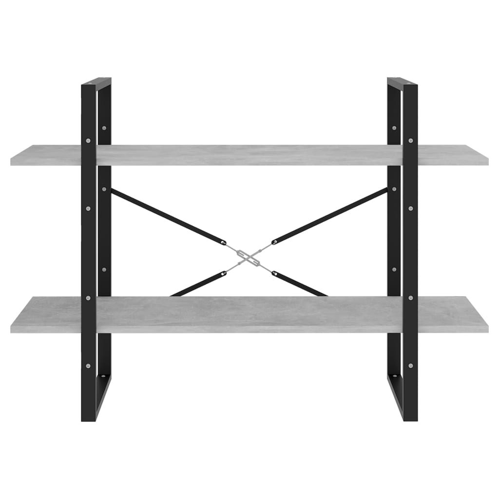 2-tasoinen kirjahylly betoninharmaa 100x30x70 cm lastulevy - Sisustajankoti.fi